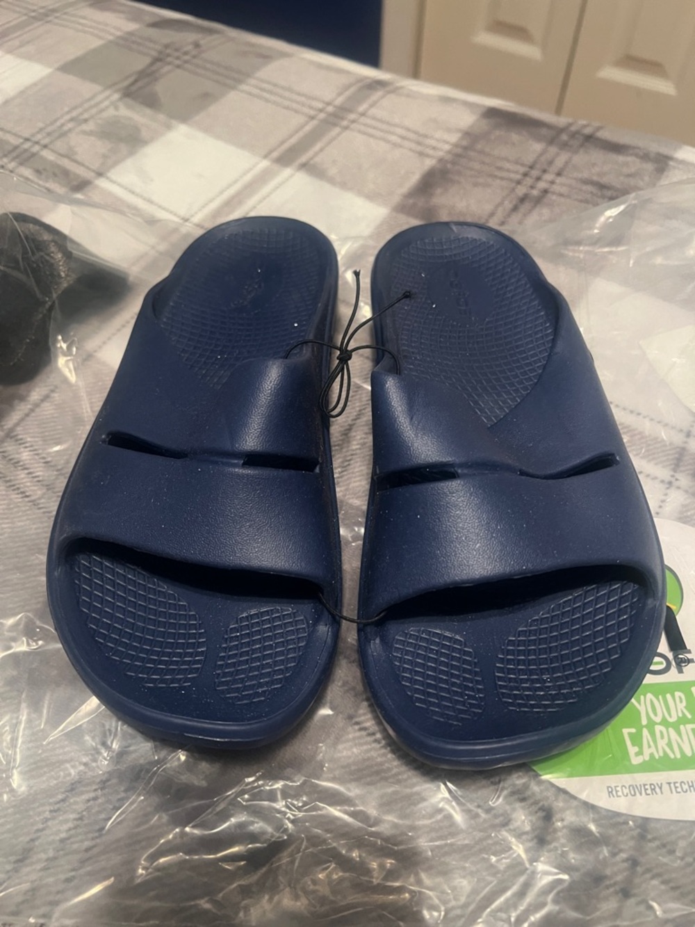 Oofos Navy Blue Slide Sandals For Women